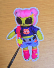 Load image into Gallery viewer, Skater alien doll sticker (pink)
