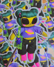 Load image into Gallery viewer, Skater alien doll sticker (green)
