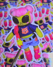 Load image into Gallery viewer, Skater alien doll sticker (pink)
