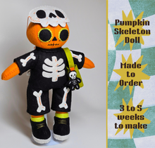 Load image into Gallery viewer, [Made to Order] Pumpkin in a Skeleton Costume Doll
