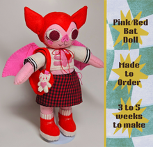 Load image into Gallery viewer, [Made to Order] Pink/Red Bat Girl Doll
