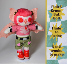 Load image into Gallery viewer, [Made to Order] Pink &amp; Green Bat Doll
